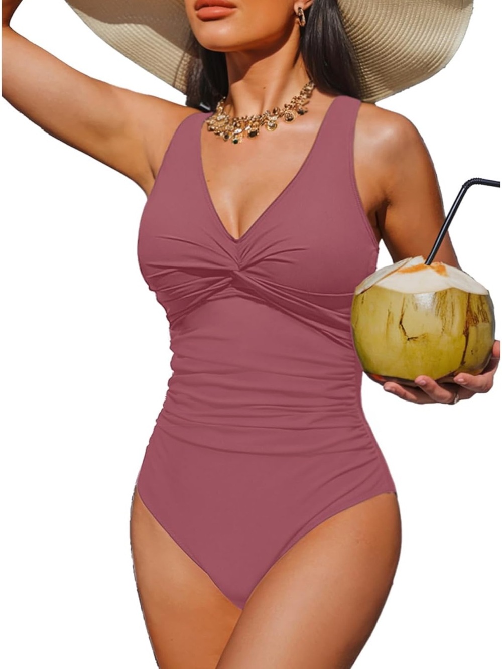 Holipick Tummy Control One Piece Swimsuit - Push Up Bathing Suit Full Coverage